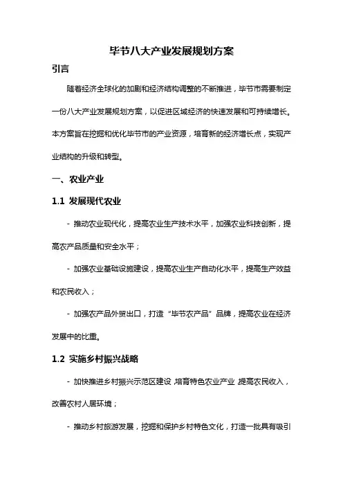 毕节八大产业发展规划方案