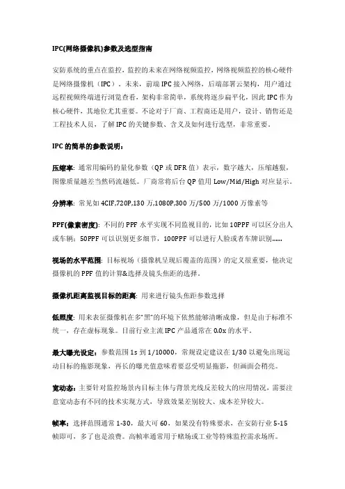 干货：网络摄像机的参数解读及选型指南!