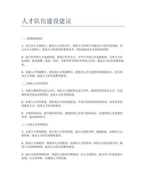 人才队伍建设建议