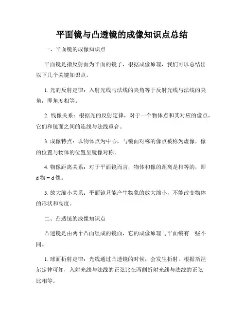 平面镜与凸透镜的成像知识点总结