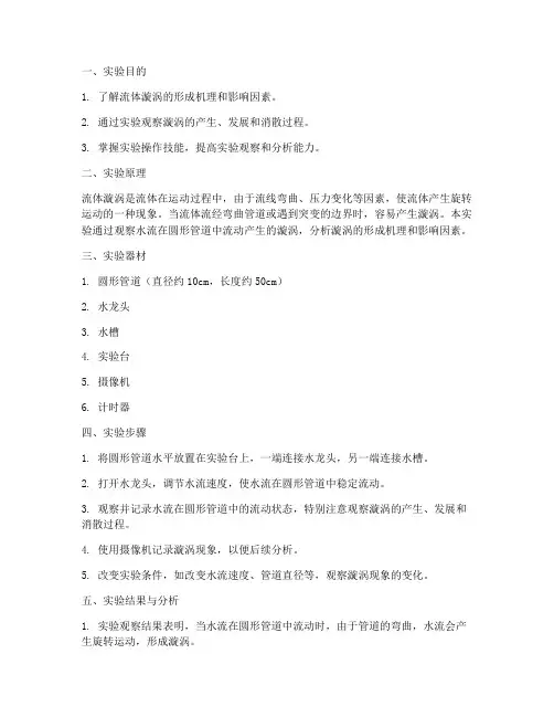 流体漩涡演示实验报告