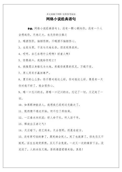 网络小说经典语句