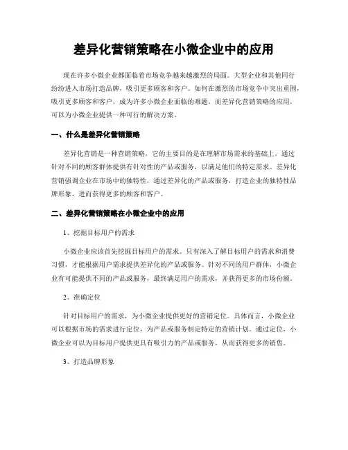 差异化营销策略在小微企业中的应用
