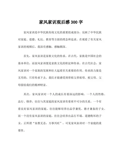 家风家训观后感300字