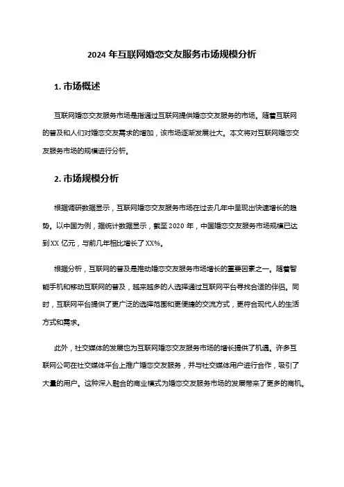 2024年互联网婚恋交友服务市场规模分析