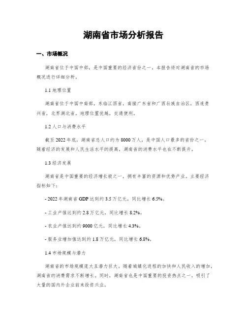 湖南省市场分析报告