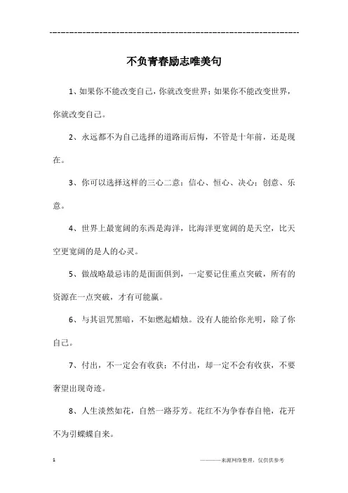 不负青春励志唯美句