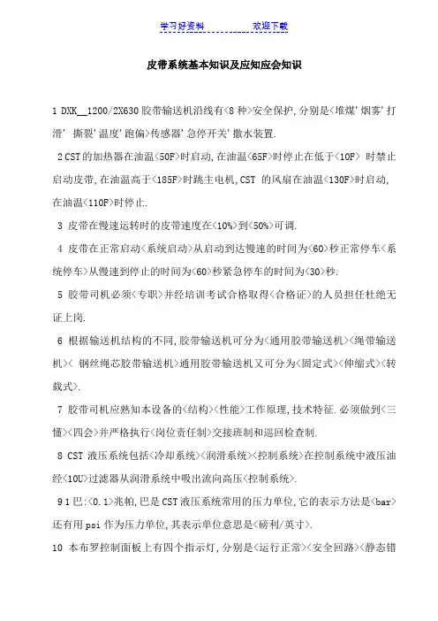 皮带系统基本知识及应知应会知识