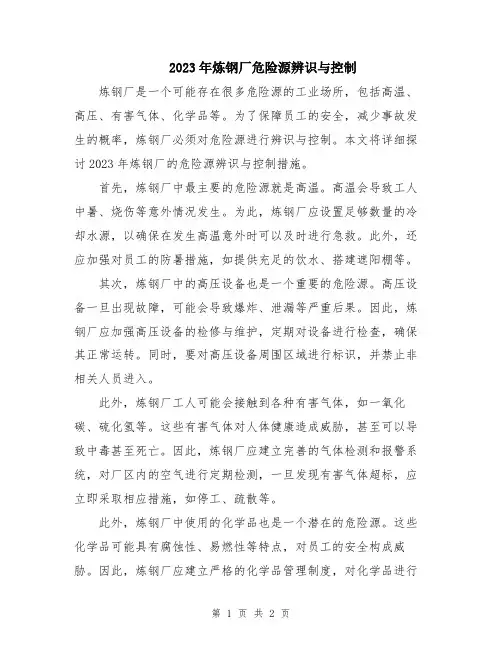 2023年炼钢厂危险源辨识与控制