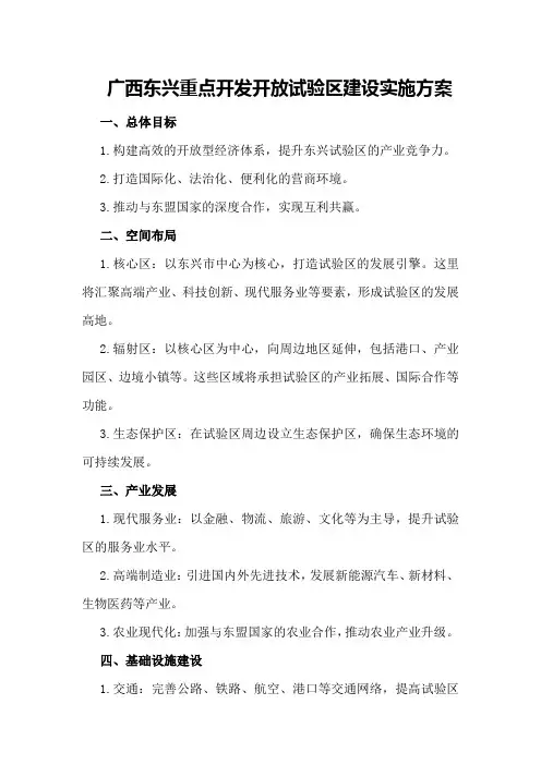 广西东兴重点开发开放试验区建设实施方案