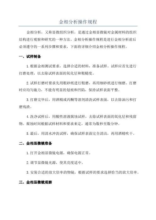 金相分析操作规程