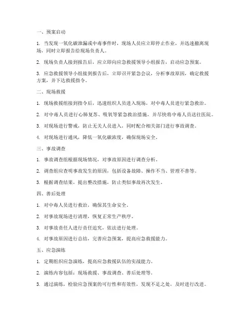 一氧化碳应急救援预案程序