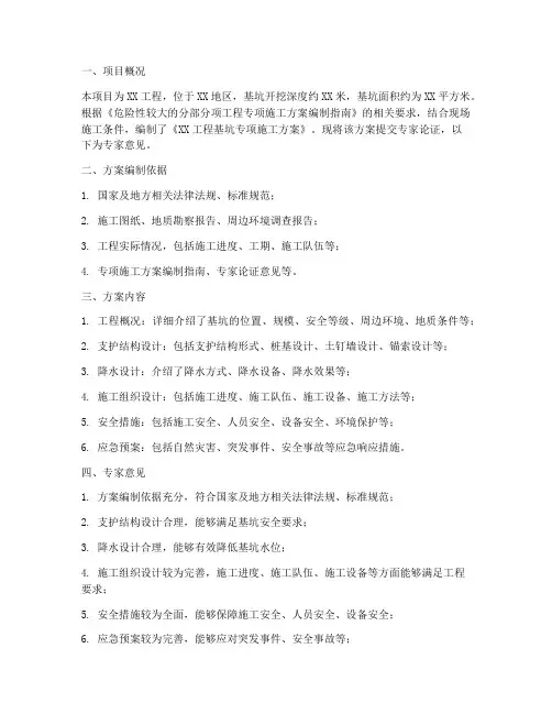 基坑专项方案专家意见