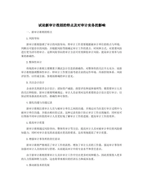 试论新审计准则的特点及对审计实务的影响