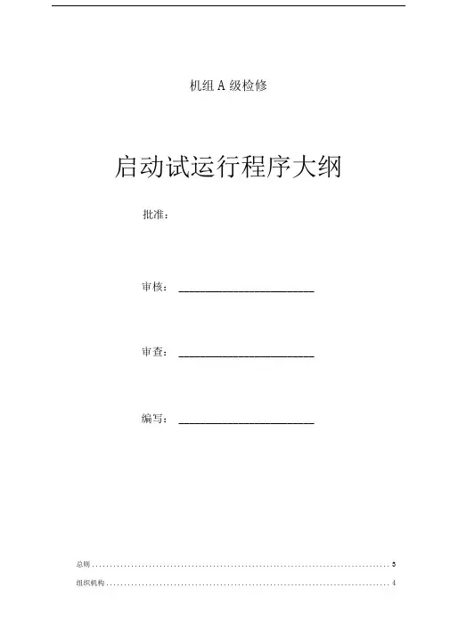 启动试运行程序大纲