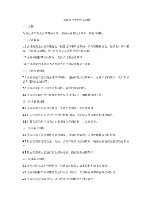 小微型企业的财务制度