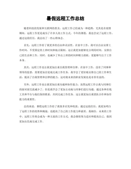 暑假远程工作总结