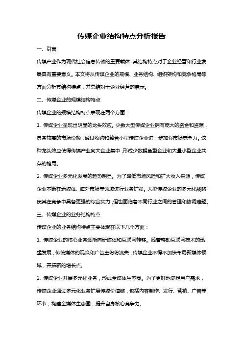传媒企业结构特点分析报告