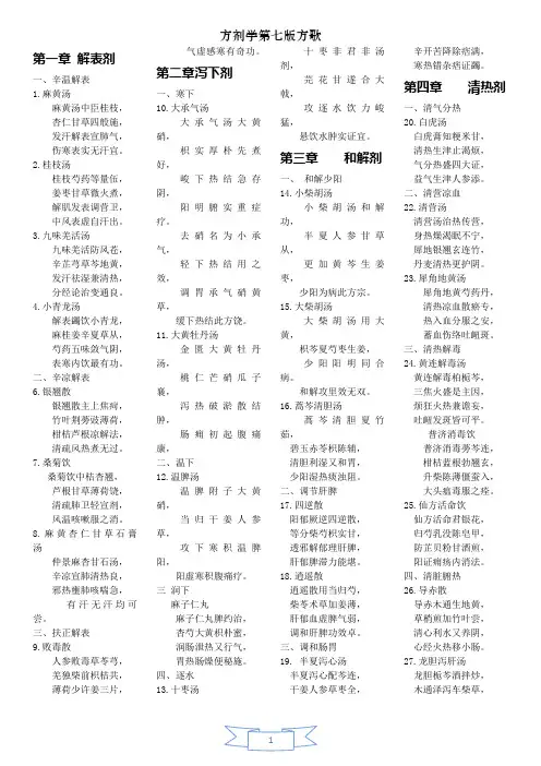 方剂学第七版方歌