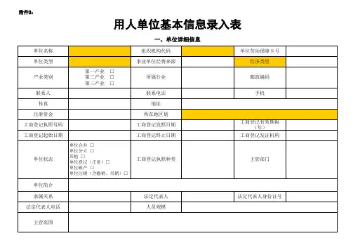 用人单位基本信息录入表