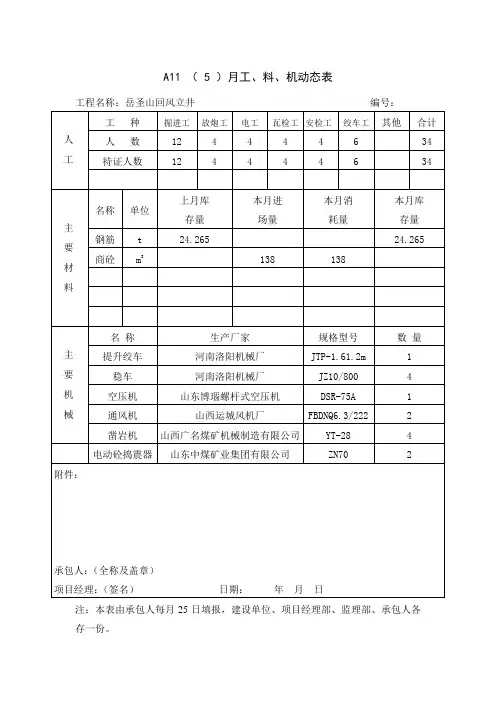 月工料动态表