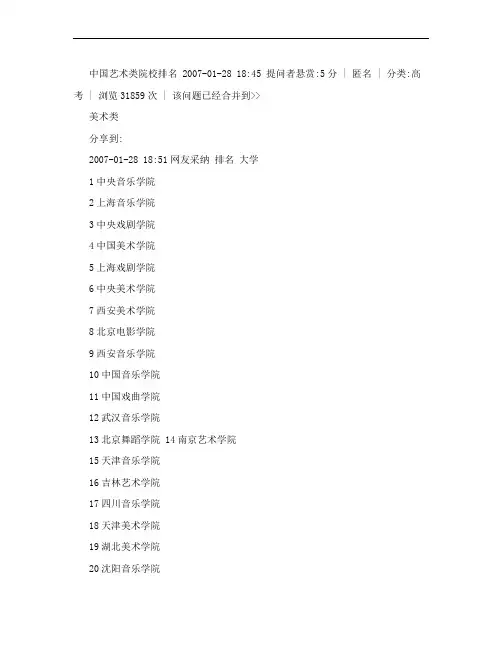 中国艺术类院校排名