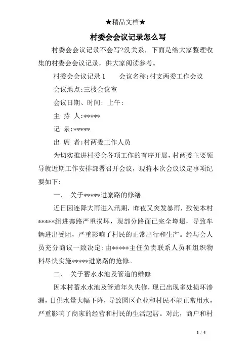 村委会会议记录