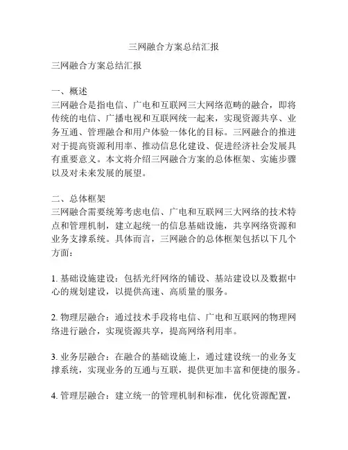 三网融合方案总结汇报