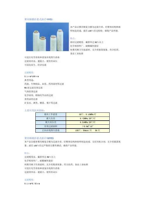 聚丙烯膜折叠式滤芯-PPES