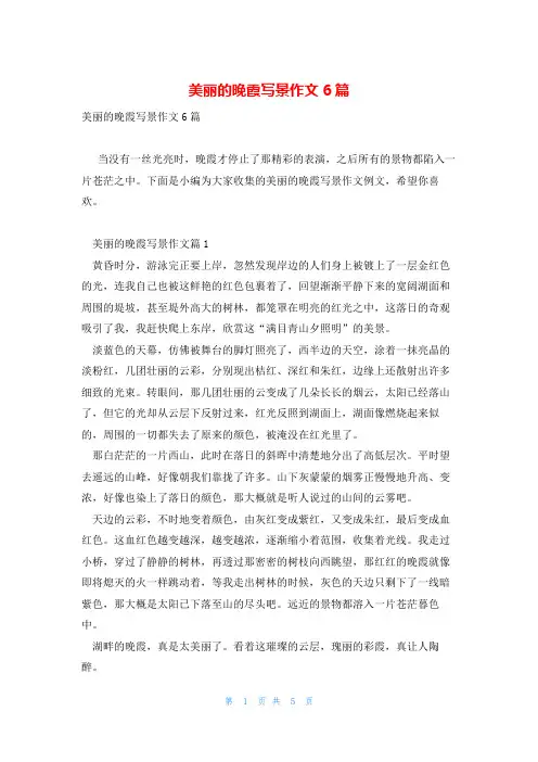美丽的晚霞写景作文6篇