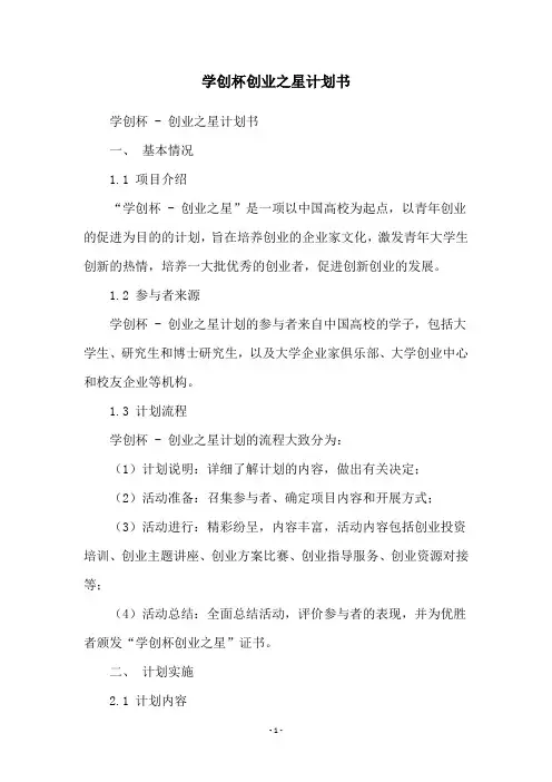 学创杯创业之星计划书