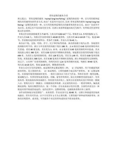 带鱼延绳钓捕鱼介绍