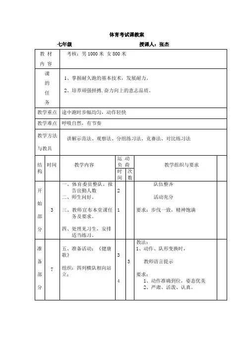 七年级考核男生1000米_女生800米____46