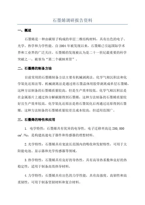 石墨烯调研报告资料