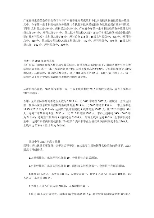 2013年高考成绩