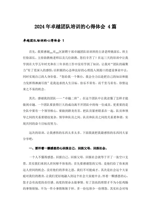 2024年卓越团队培训的心得体会 4篇