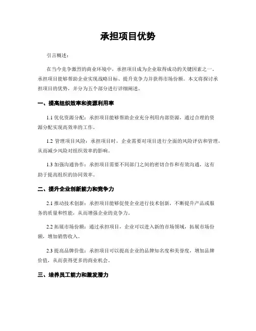 承担项目优势
