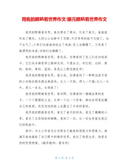 用我的眼睛看世界作文-擦亮眼睛看世界作文