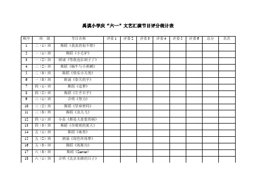 六一节目评分统计比表