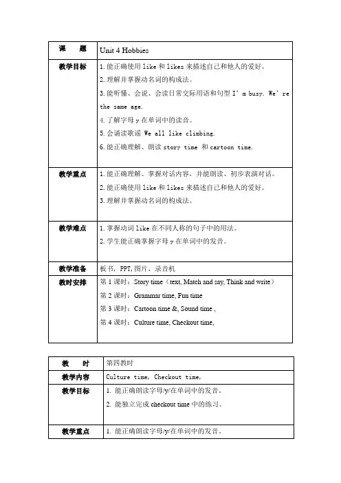 Unit 4 Hobbies (Period 4) 小学英语五年级上册教案 译林版三起