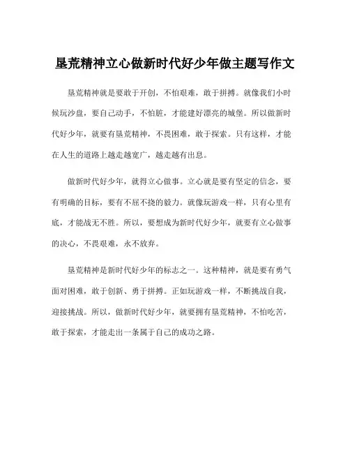 垦荒精神立心做新时代好少年做主题写作文