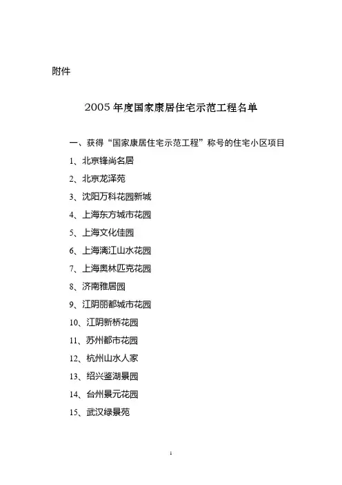 关于表彰武汉绿景苑等十六个国家康居