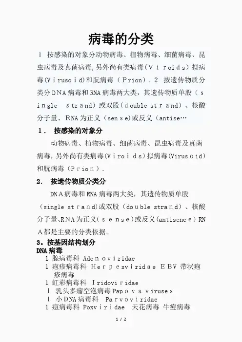 病毒的分类(精品课件)