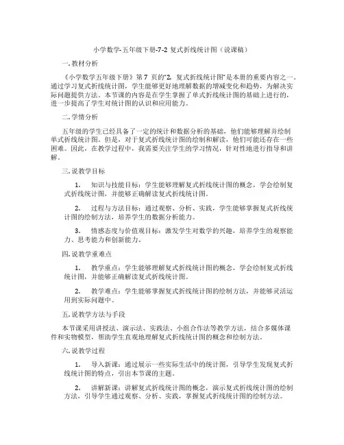 小学数学-五年级下册-7-2复式折线统计图(说课稿)