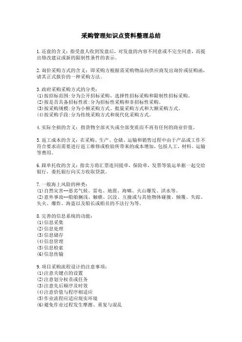 采购管理知识点资料整理总结