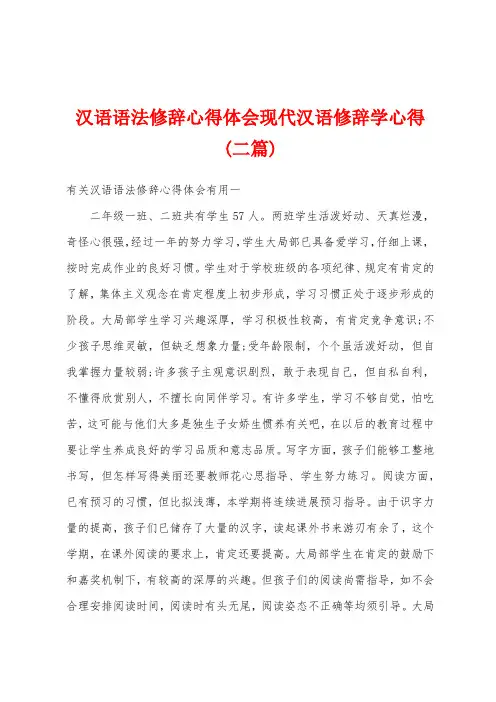 汉语语法修辞心得体会现代汉语修辞学心得(二篇)