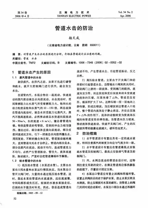 管道水击的防治