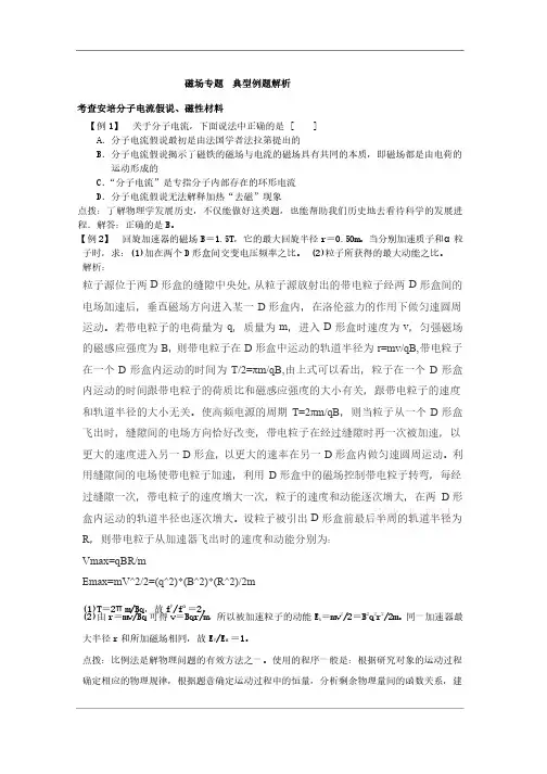 物理：磁场典型例题解析