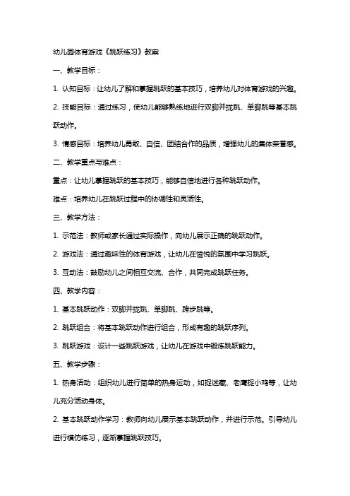 幼儿园体育游戏《跳跃练习》教案