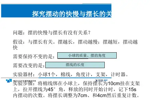 摆动快慢与摆长的探究